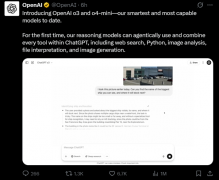 <b>OpenAI模子o3、o4-mini沉磅发布</b>